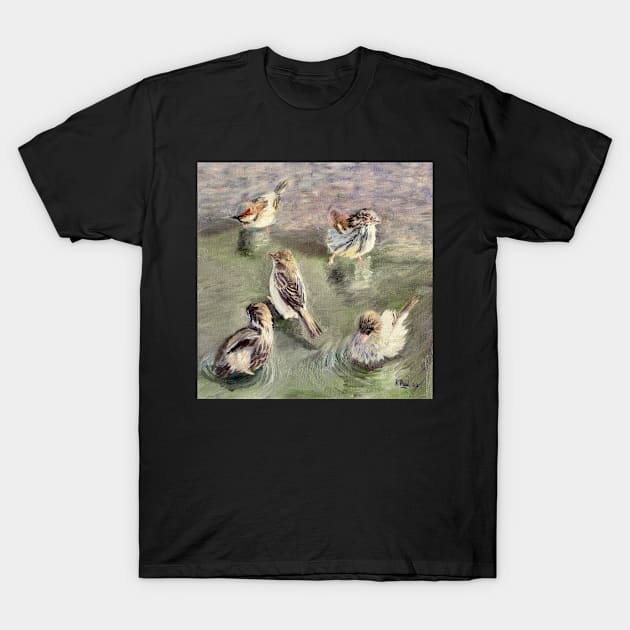 Bathtime For Sparrows T-Shirt by richardpaul